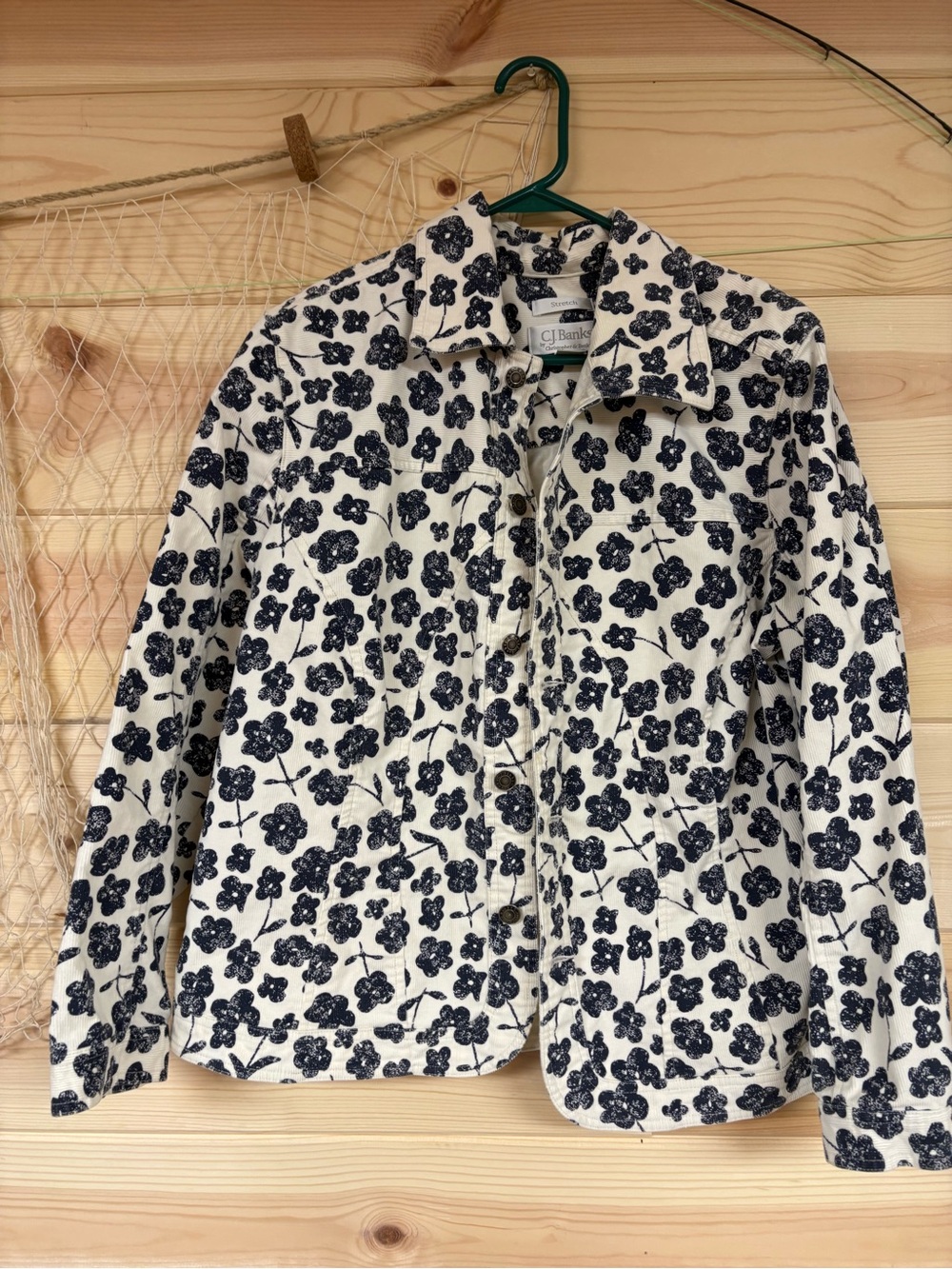 Christopher & Banks Cream Jacket with Navy Floral Print